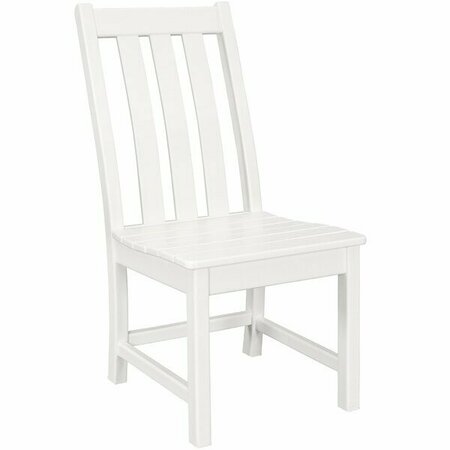 POLYWOOD Vineyard White Vertical Slat Back Dining Side Chair 633VND130WH